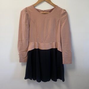 Blue Angel Blush & Black Long Sleeve Peplum Dress